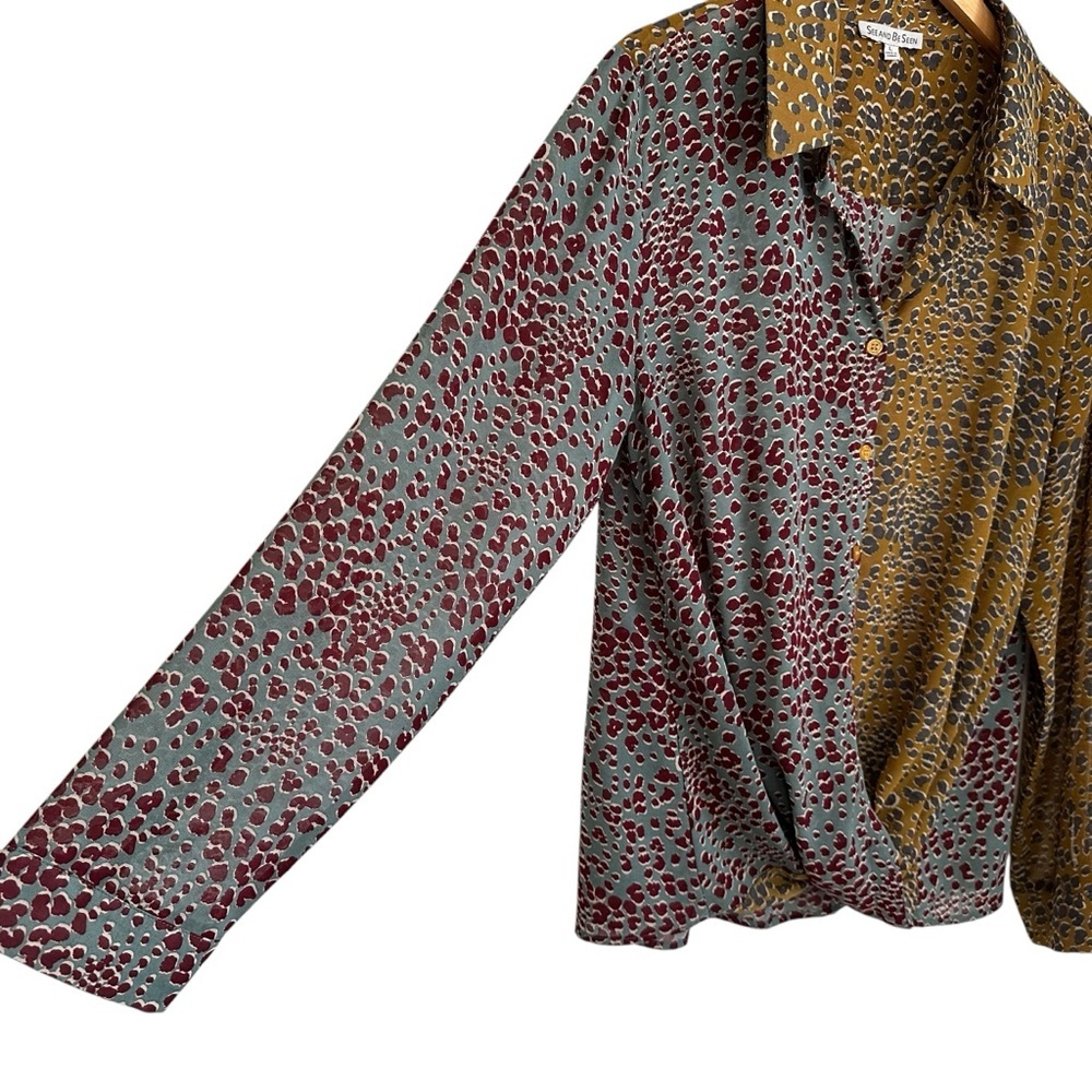 See And Be Seen Womens Animal Print Long Sleeve Top Sz Large Popover Long Sleeve - Picture 4 of 7